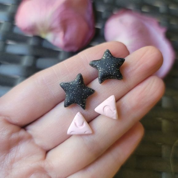 Star & Triangle Clay Stud Pack - Picture 2 of 3